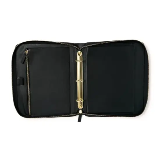 1" Round Ring Mini Binder Soft Vegan Leather Black - Russell+Hazel image {1}