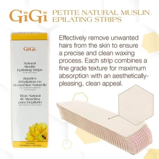 GiGi Natural Muslin Epilating Strips (100 Strips) - Large - 3 in x 9 in (PACK OF 2) image {1}