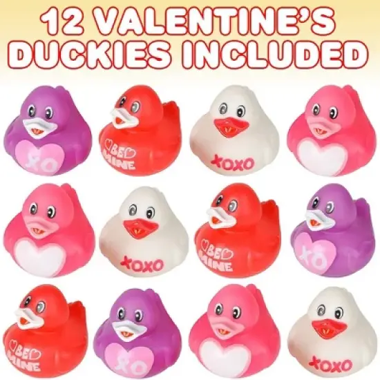 ArtCreativity Valentine's Day Rubber Duckies - 12 Pack, Love Themed Bath Toys image {2}
