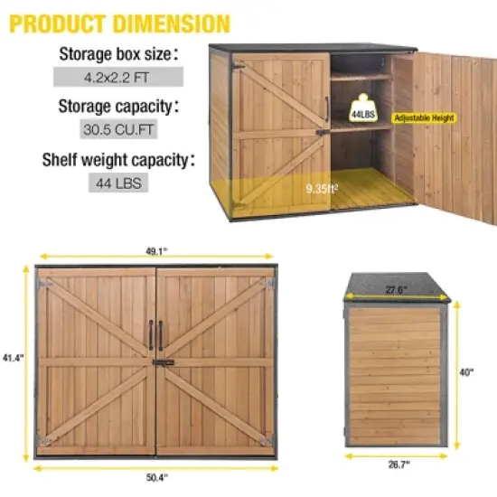 Aivituvin Garden Outdoor Storage Shed | Strong Metal Frame|Storage Cabinet for Trash Cans and Yard Tools 4.2 ft. x 2.3 ft.-AIR105 image {7}