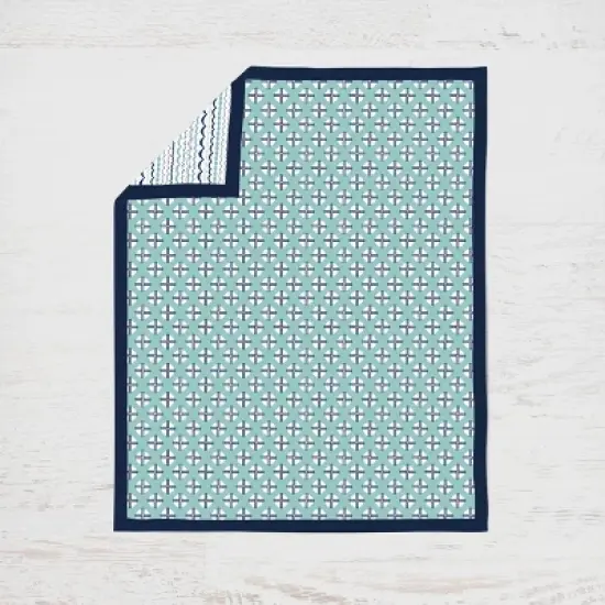 Bacati - Noah Mint Navy 10 pc Crib Bedding Set with 2 Crib Fitted Sheets image {3}