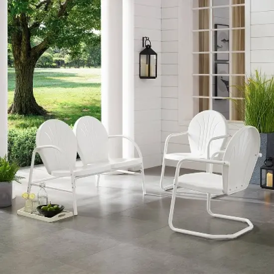 Griffith 3pc Outdoor Seating Set - White - Crosley image {1}