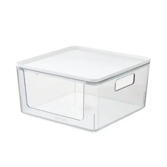Rosanna Pansino x iDesign Recycled Plastic Open Front Kitchen Storage Bin with Lid, Clear Bin/Marshmallow Lid, 12" x 12" x 6" image {6}