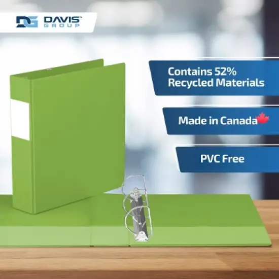 Premium Economy 2" Angle D Ring Binder 6pk Lime Green 2": Davis Group, Polypropylene, 475 Sheet Capacity, Hard Cover image {6}