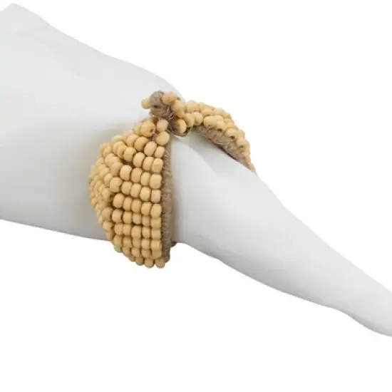 Saro Lifestyle Rustic Charm Beaded Pumpkin Napkin Ring (Set of 4), Beige image {2}