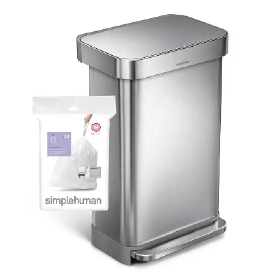simplehuman 45L Code M Custom Fit Kitchen Trash Bag Liners 3 Quick-Dispense Packs - 60ct: 45 Liter Unscented Drawstring Bags image {4}