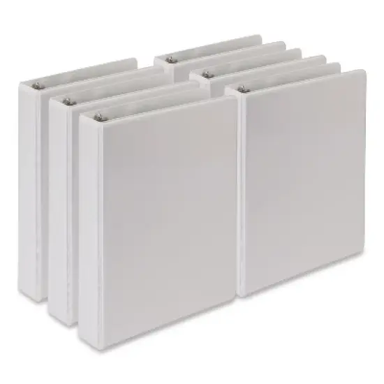 Samsill Economy Round Ring View Binders, 3 Rings, 1" Capacity, 8.5 x 5.5, White, 6/Carton image {1}