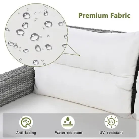 FIONECA Outdoor Patio Rattan Furniture Set, Recliners with Adjustable Table & Ottomans, Extendable Side Tables, Beige image {5}