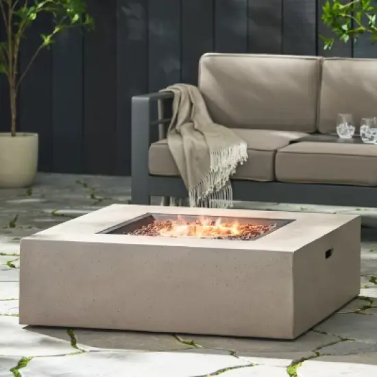 40 Inch Square Outdoor Fire Table with 50,000 BTU and Smooth Concrete Design image {3}