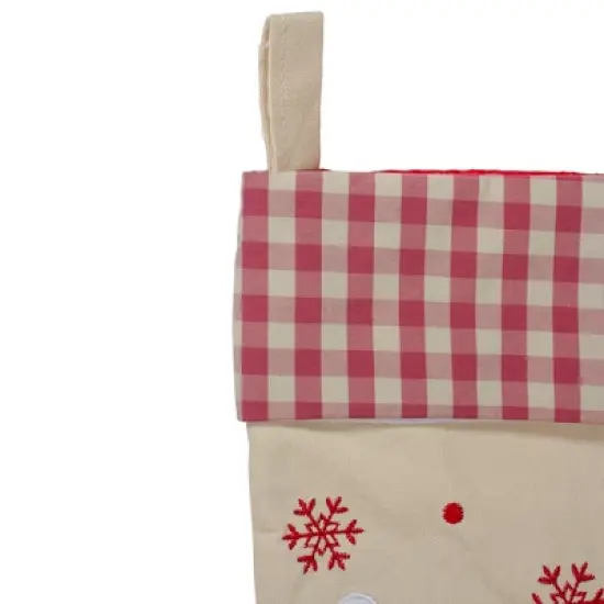 Northlight 16.5" Red and Ivory Embroidered Santa Claus Christmas Stocking with Gingham Cuff image {3}