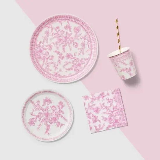 Pink Toile Cups (10 per pack) image {2}