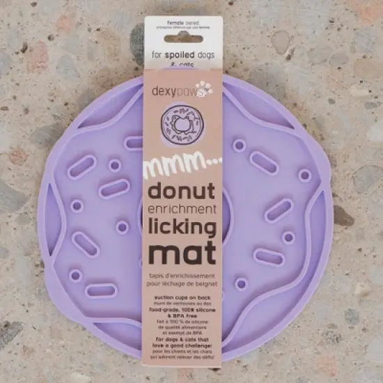 Dexypaws Enrichment Lick Mat: Lilac Donut Delight - Grooved Silicone image {5}