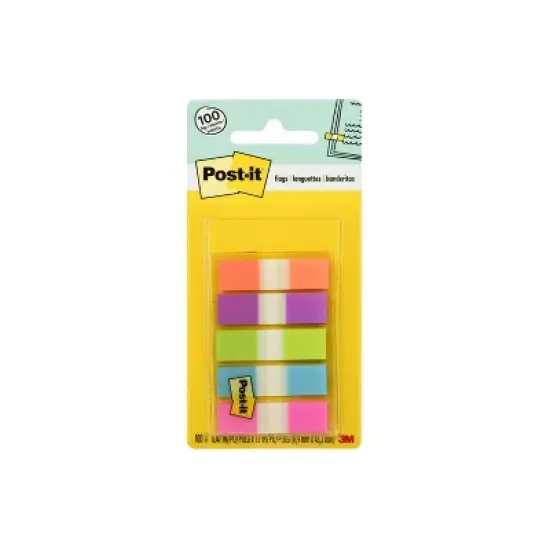 Post-it&reg; Flags, Assorted Bright Colors, .5 in. Wide, 100 Flags/On-the-Go Dispenser: Multicolor Removable File Tabs image {11}