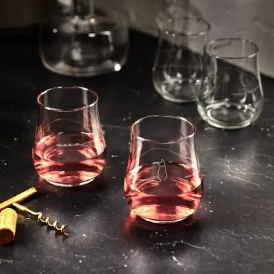 Libbey Modern Pets Meow All Purpose Glasses, 17 ounce, Set of 4 image {2}