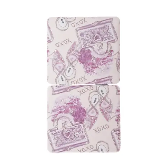 Unique Bargains Women Square Shape Handheld Mirror for Travel Pink Purple 1 Pc image {3}