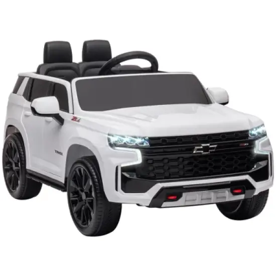 Aosom Licensed Chevrolet TAHOE Electric Car for Kids with Remote Control, 12V Battery Powered Ride On Car with 2 Speeds, Spring Suspension, LED Lights, MP3, Horn, Music, for 3-6 Years Old, White image {6}