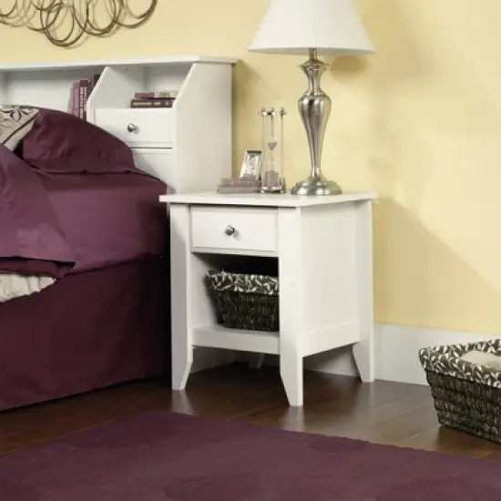 Shoal Creek Nightstand with Drawer & Storage Shelf - Soft White - Sauder image {4}