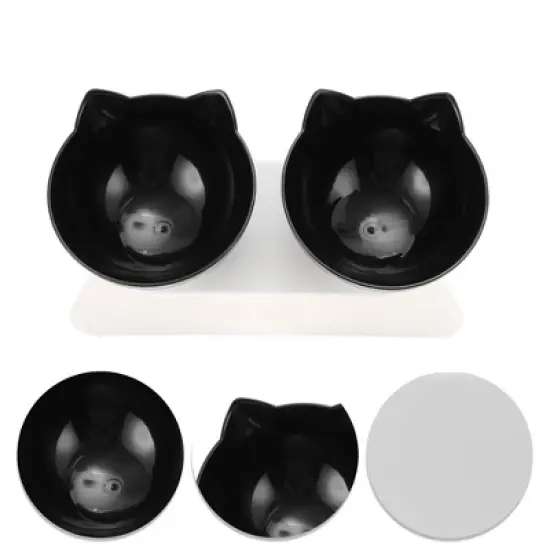 Unique Bargains Double Bowl Dog Bowls 1 Pc image {2}