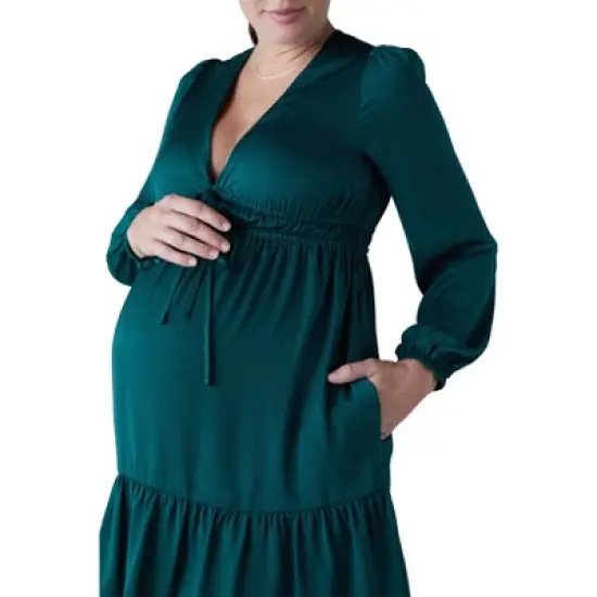 Ingrid & Isabel Maternity Spruce V-Neck Mini Dress image {5}