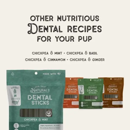Dog Treat Naturals Dental Sticks - Chickpea & Ginger, 10oz, Freshen Breath image {9}
