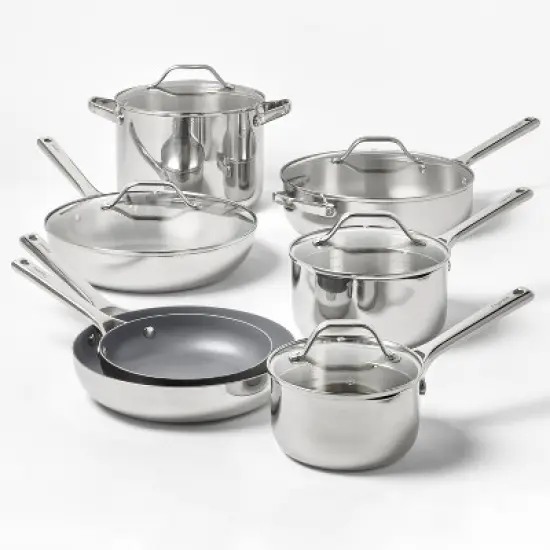 8" Nonstick Stainless Steel Fry Pan Silver - Figmint&trade;: Ceramic Nonstick, Induction Safe, Oven-Safe to 500&deg;F image {5}