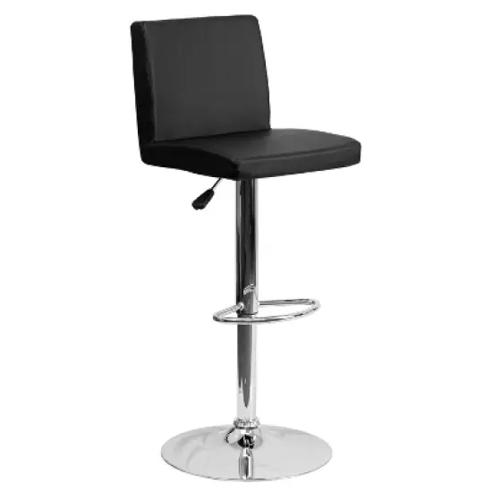 Flash Furniture Contemporary Vinyl Adjustable Height Barstool with Panel Back and Chrome Base image {7}