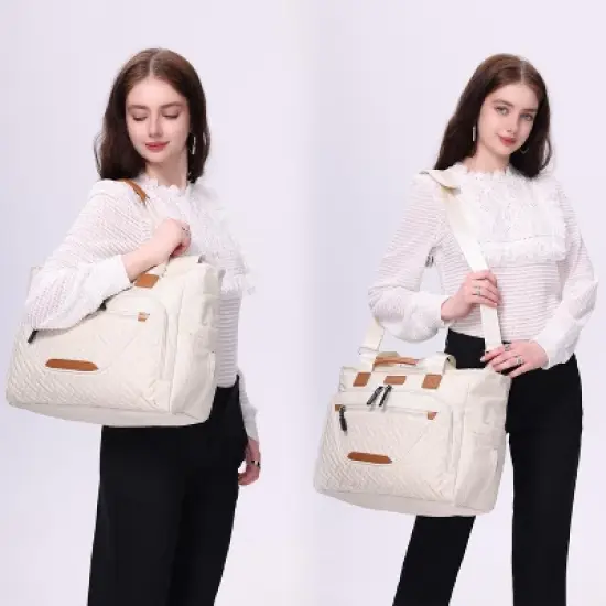 Itopfox Large Diaper Tote Bag with Laptop Compartment, Insulated Pockets, Multiple Storage for Baby Essentials, Travel Friendly image {1}