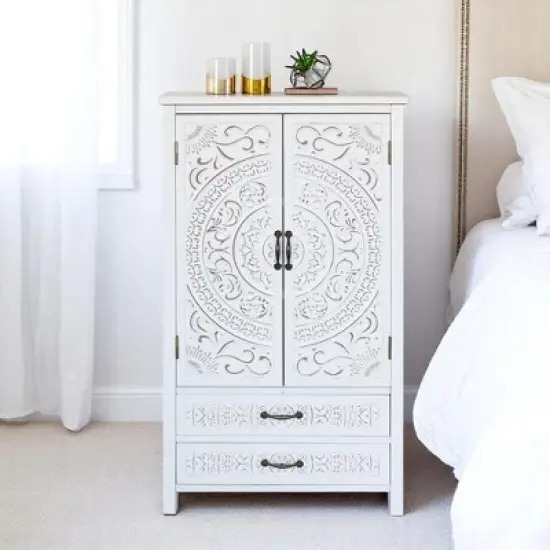 27" Accent Tall Tower Storage Cabinet -Rustic Wood Sideboard Pantry Cabinet with 2 Doors and 2 Drawers, Versatile Buffet Sideboard for Home Decor image {2}