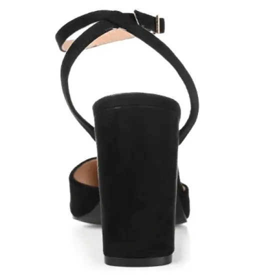 Journee Collection Womens Tyyra Buckle High Block Heel Pointed Toe Pumps image {2}