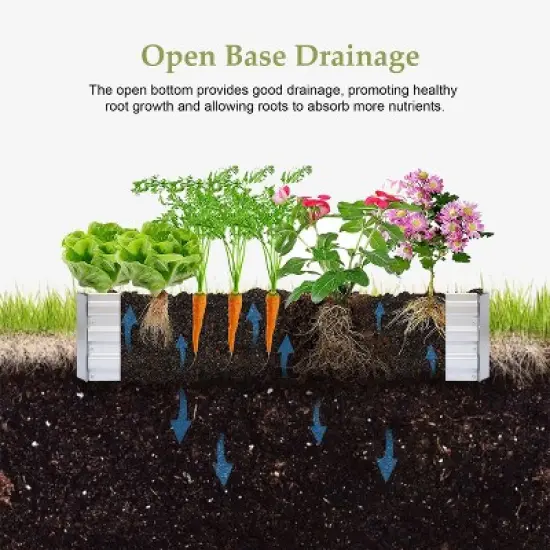 LuxenHome 6Ft x 3Ft Rectangular Galvanized Steel Raised Garden Bed Planter image {3}