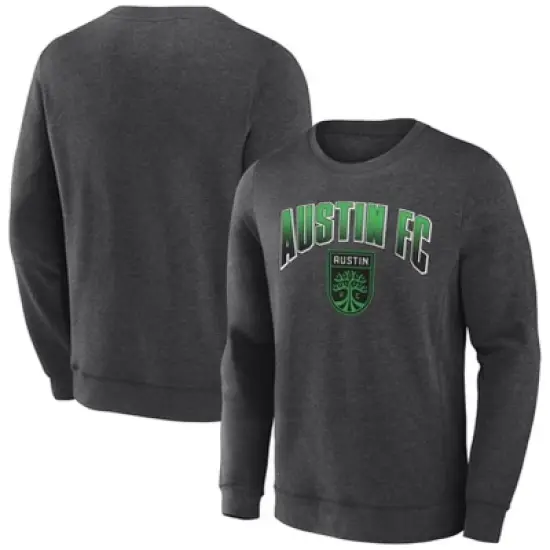 MLS Austin FC Men's Offside Gray Crew Neck Fleece Sweatshirt image {3}