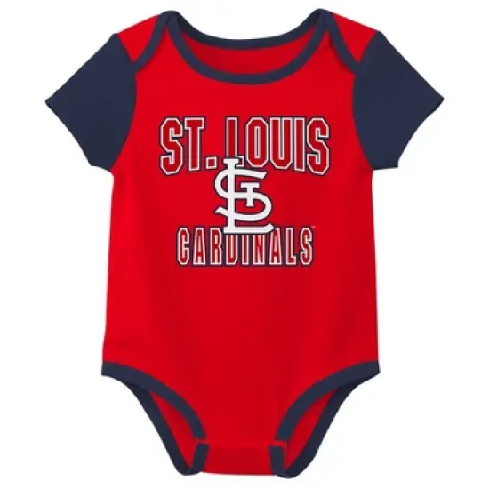 MLB St. Louis Cardinals Infant Boys' White Pinstripe 3pk Bodysuits image {3}
