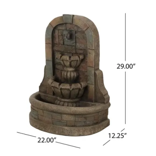 NAYSAYE Fountain Classic Roman Two Tier Design with Elegant Stone Inspired Style for Garden Patio Outdoor, Stone Gray, 22"*12.25"*29" image {2}