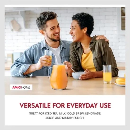 Amici Home Roxy Glass Party Pitcher with Handle & Spout - 17 Oz Clear Drink Jug for Lemonade, Iced Tea, Sangria, Cocktails, or Water - Italian Made image {4}