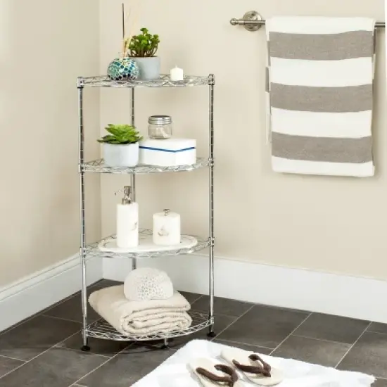 Damaris 4 Tier Corner Rack - Chrome - Safavieh image {1}