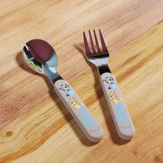 Zak Designs Bluey 2pc Bamboo and Plastic Kids Fork and Spoon Flatware Set: Toddler & Kids Utensils, Dishwasher-Safe image {3}