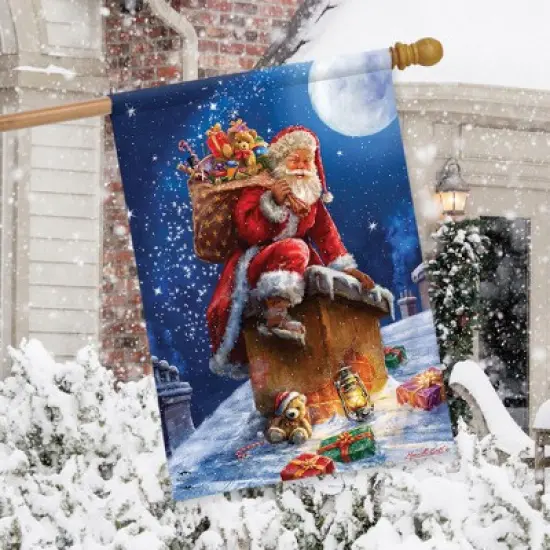 Christmas Delivery Santa Claus House Flag Holiday Chimney 28" x 40" Briarwood Lane image {3}