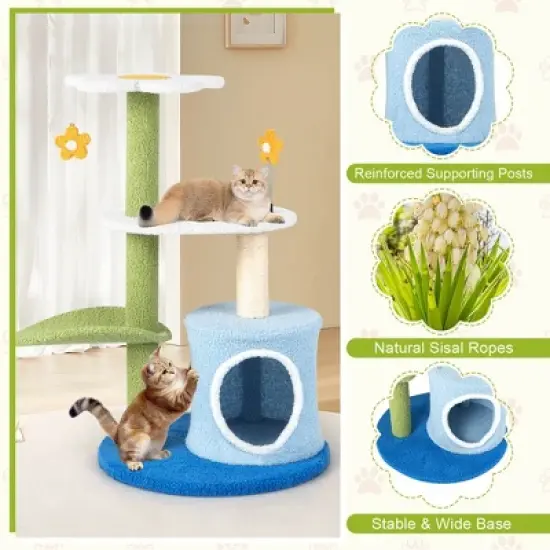 Costway 4-Tier Modern Cat Tree Tower Kitten Activity Center with Sisal Scratching Post image {7}