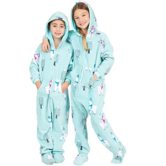 Footed Pajamas - Winter Llamas Kids Hoodie Chenille Onesie image {4}