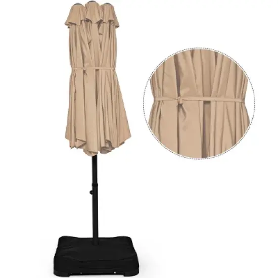 Tangkula 15Ft Outdoor Double-Sided Patio Umbrella with Base image {2}