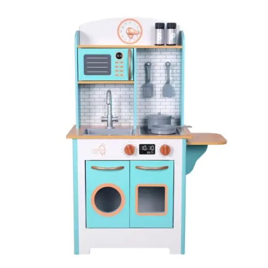 Teamson Kids Little Chef Santos Retro Wooden Kitchen Playset, Aqua/White image {7}