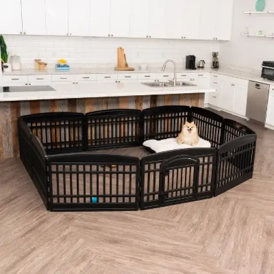 IRIS 4-10Panel 24/34"H Foldable Exercise Enclosure Plastic Pet Playpen with Door image {3}