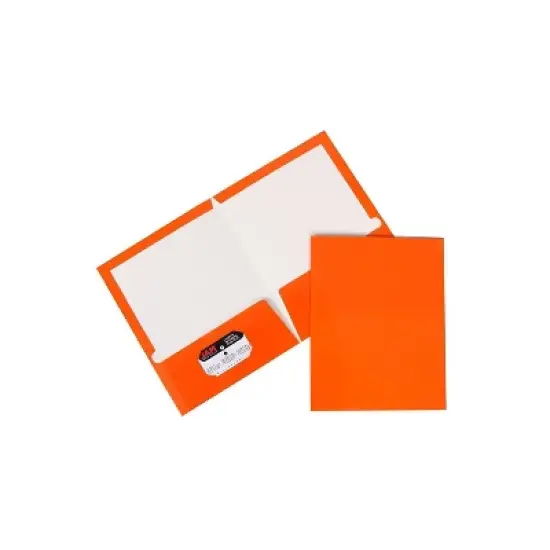 JAM Paper Laminated Two-Pocket Glossy Presentation Folders Orange 385GORD image {5}