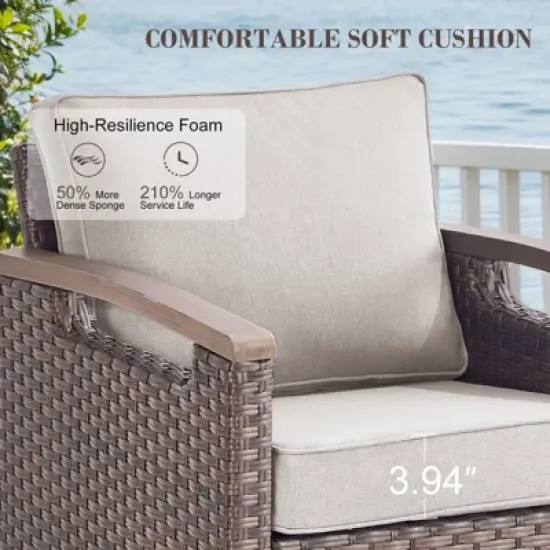 Belord 4 Piece Patio Furniture Set, All Weather Brown Wicker Outdoor Conversation Set with Patio Couch, Swivel Glider Chairs, and Metal Coffee Table image {9}