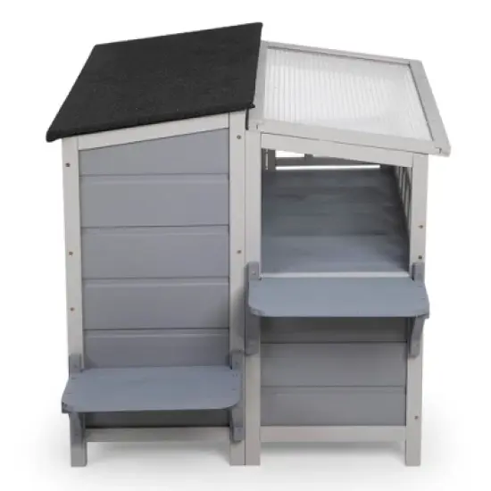 SEVOBAL Pet Crates and Houses Wooden Cat Catio with Platforms Sunshine Board Hammock Door Kitten Cage Condo for Outdoor, Gray, 39"*33"*64" image {3}