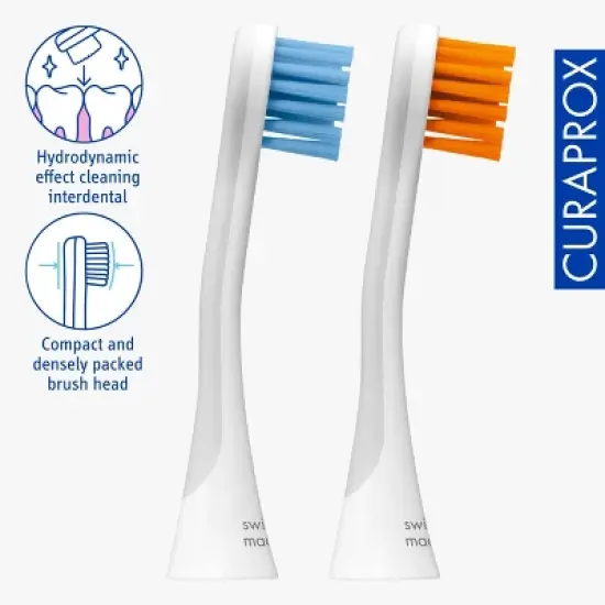 Curaprox Hydrosonic Rainbow Sensitive Brush Heads, Blue/Orange, 2 pcs image {2}