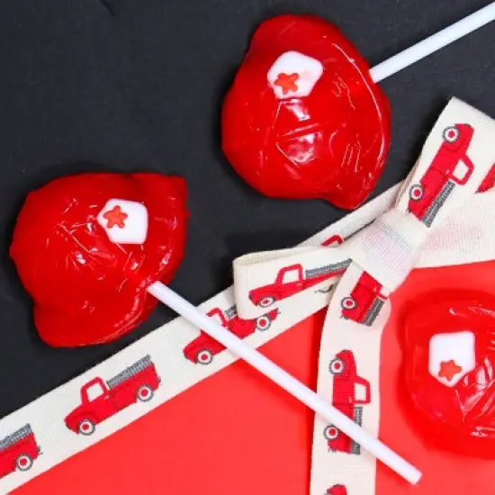 Zeesy Firefighter Hat Lollipops &ndash; 12 Pack Individually Wrapped Candy for Firefighter Birthday Party & Family Celebrations image {2}