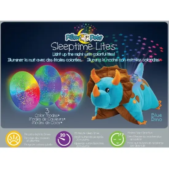 Sleeptime Lite Dinosaur Plush LED Nightlight Blue - Pillow Pets image {6}