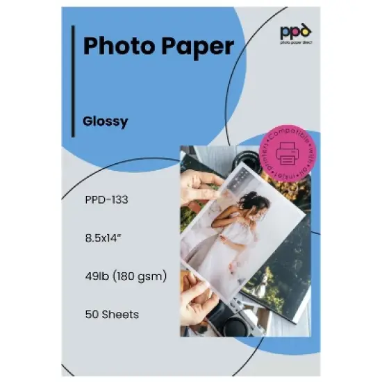 PPD Glossy Photo Paper 8.5x14" 50 sheets 180 gsm for Inkjet Printers image {5}