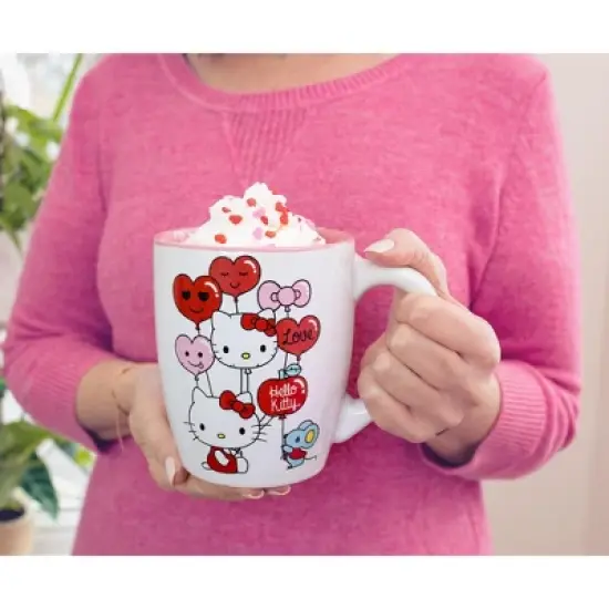 Silver Buffalo Sanrio Hello Kitty Heart Balloons Ceramic Latte Mug | Holds 25 Ounces image {4}